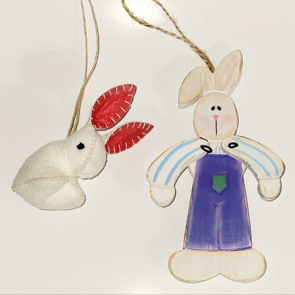 Bunny Ornaments, 🐇Set of Two Rabbit Decorations, Easter Ornaments - Picture 1 of 8